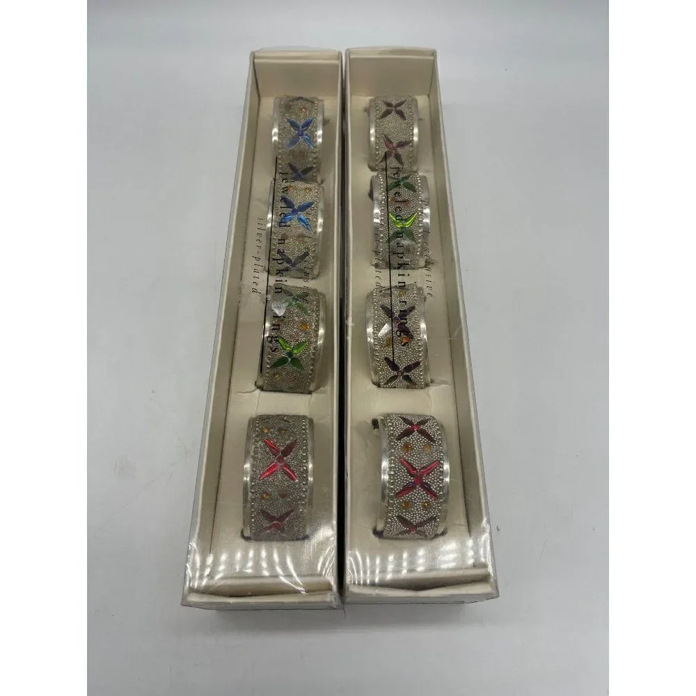 Piet A1 Exclusive Vintage Jeweled Napkin Plated Napkin Rings NEW